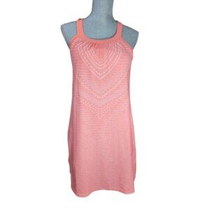 Prana Cantine Dress Womens M Orange White Print Sleeveless Athletic Outdoor